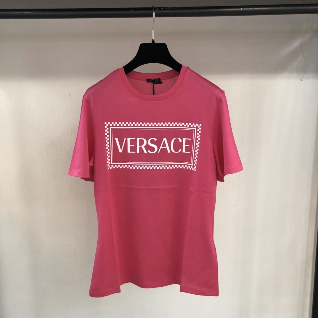 Versace 90's Vintage Logo Print T-shirt In Pink
