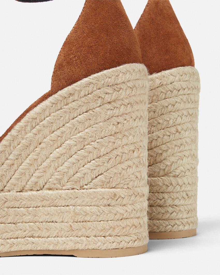 Versace Embellished Suede Espadrille Wedge Sandals In Brown