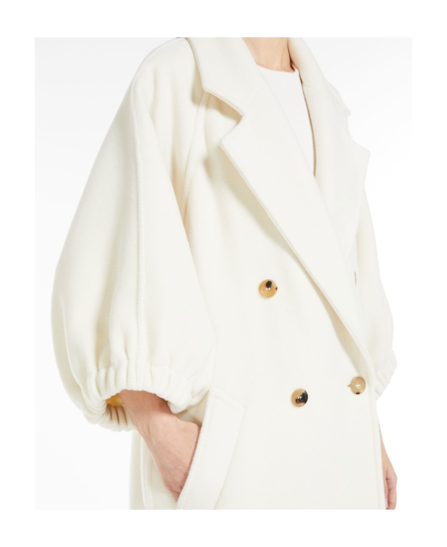 Max Mara Double-breasted Long Coat In White