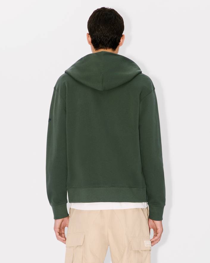 Kenzo Boke Flower Embroidery Zipper Hoodie In Black
