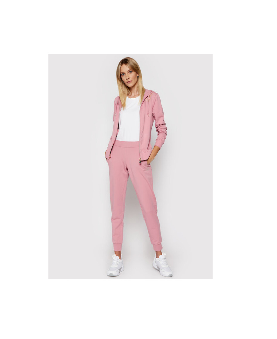 Ea7 Logo Hooded Casual Jacket In Pink
