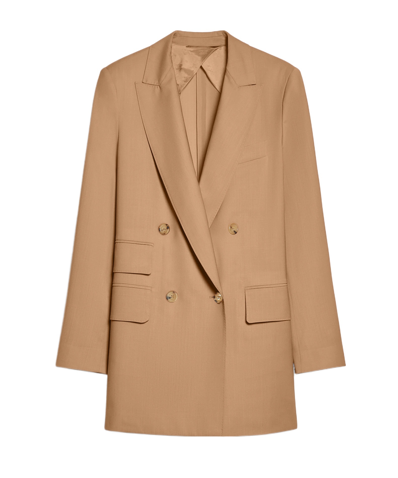 Max Mara 'mist' Double-breasted Longline Blazer In Nude