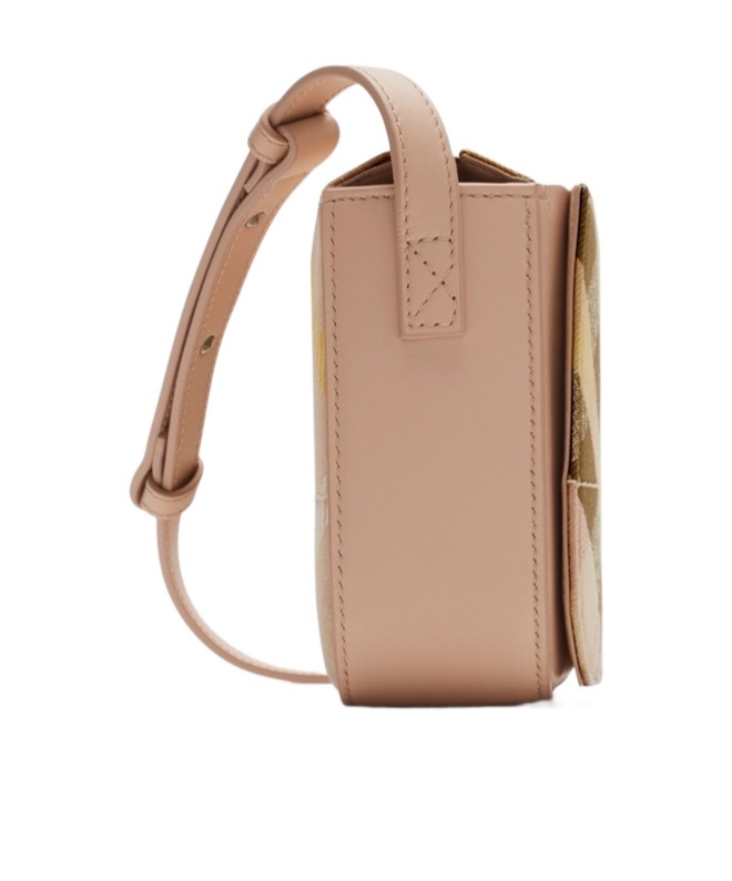 Burberry Snip Mini Check Jacquard Shoulder Bag In Nude