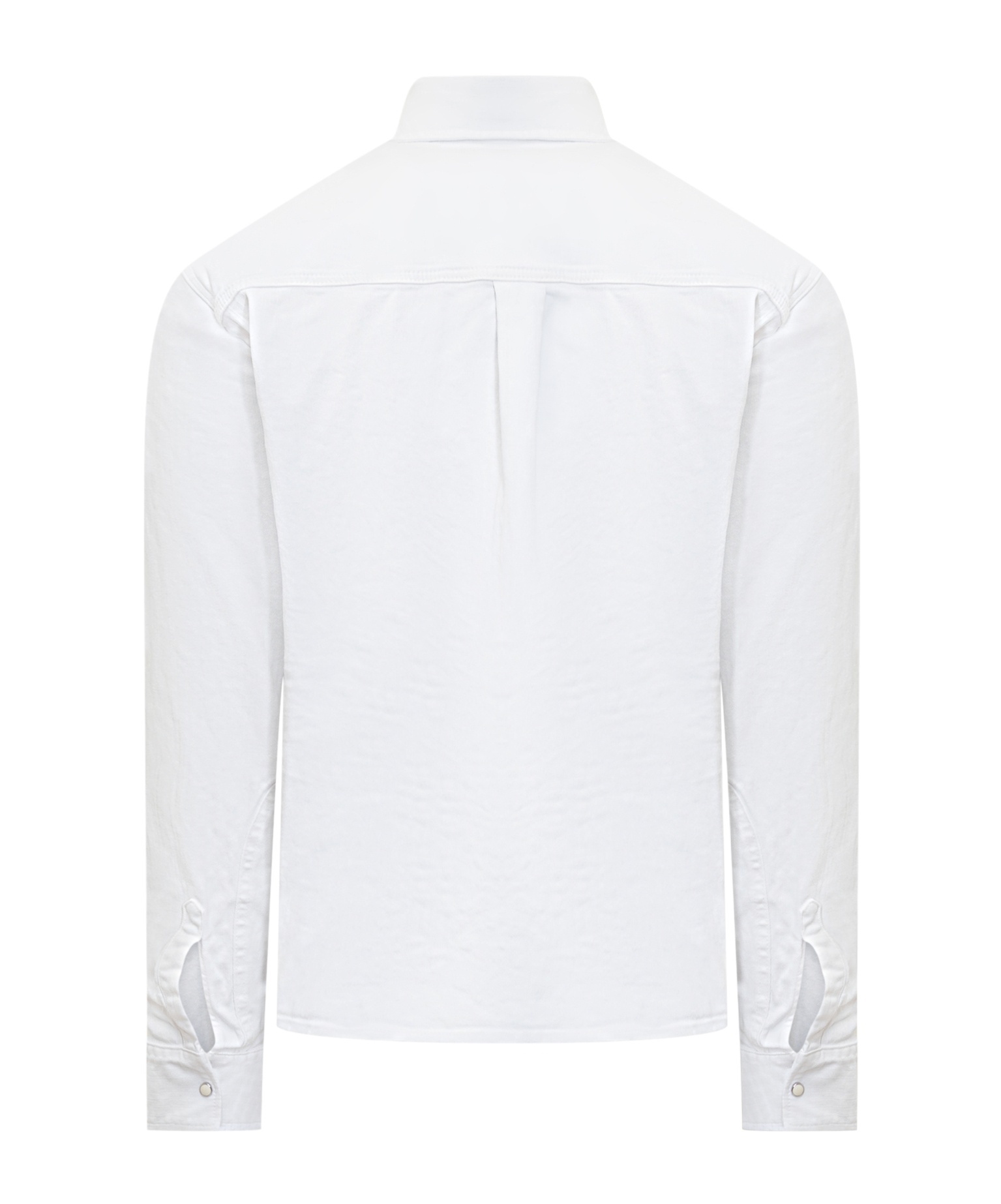 Dsquared2 White Cotton Denim Carpenter Shirt With Checked Pocket Square In White