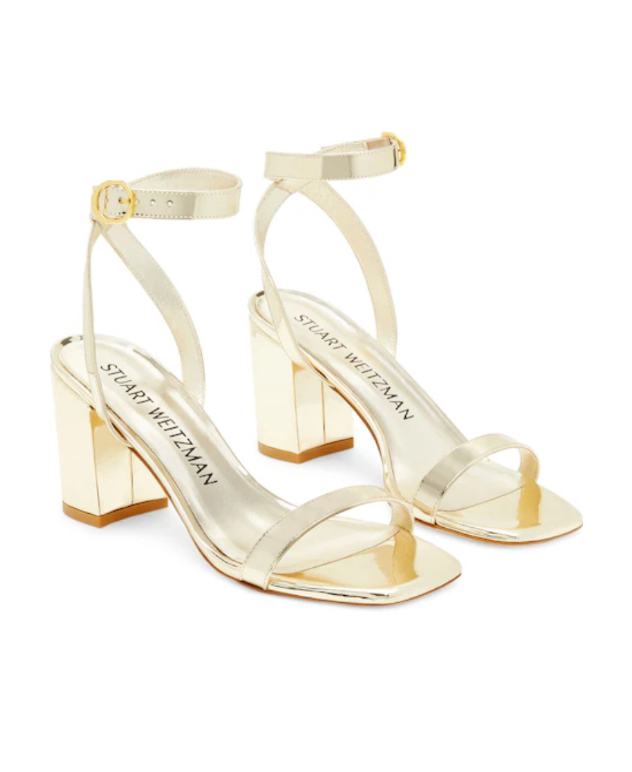 Stuart Weitzman Logo High-heeled Sandals In Nude