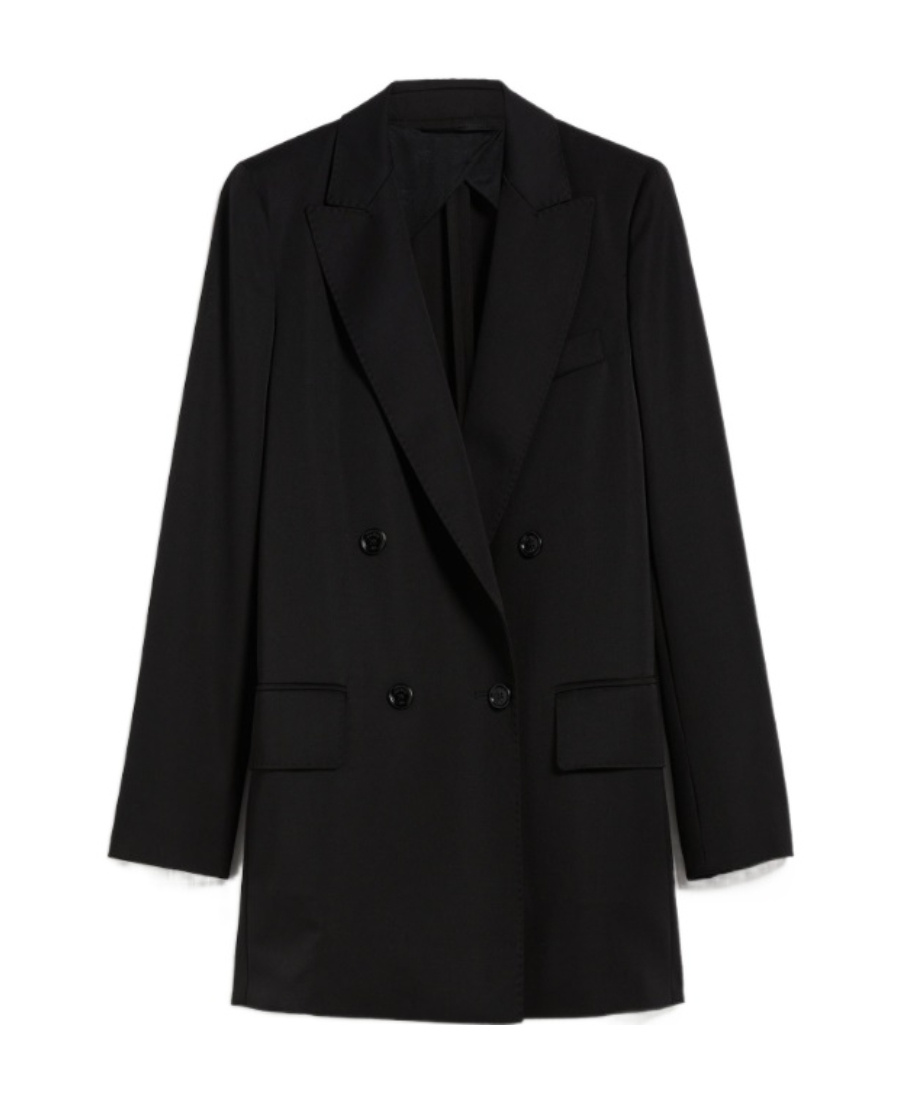 Max Mara Double-breasted Wool Suit Jacket In Black