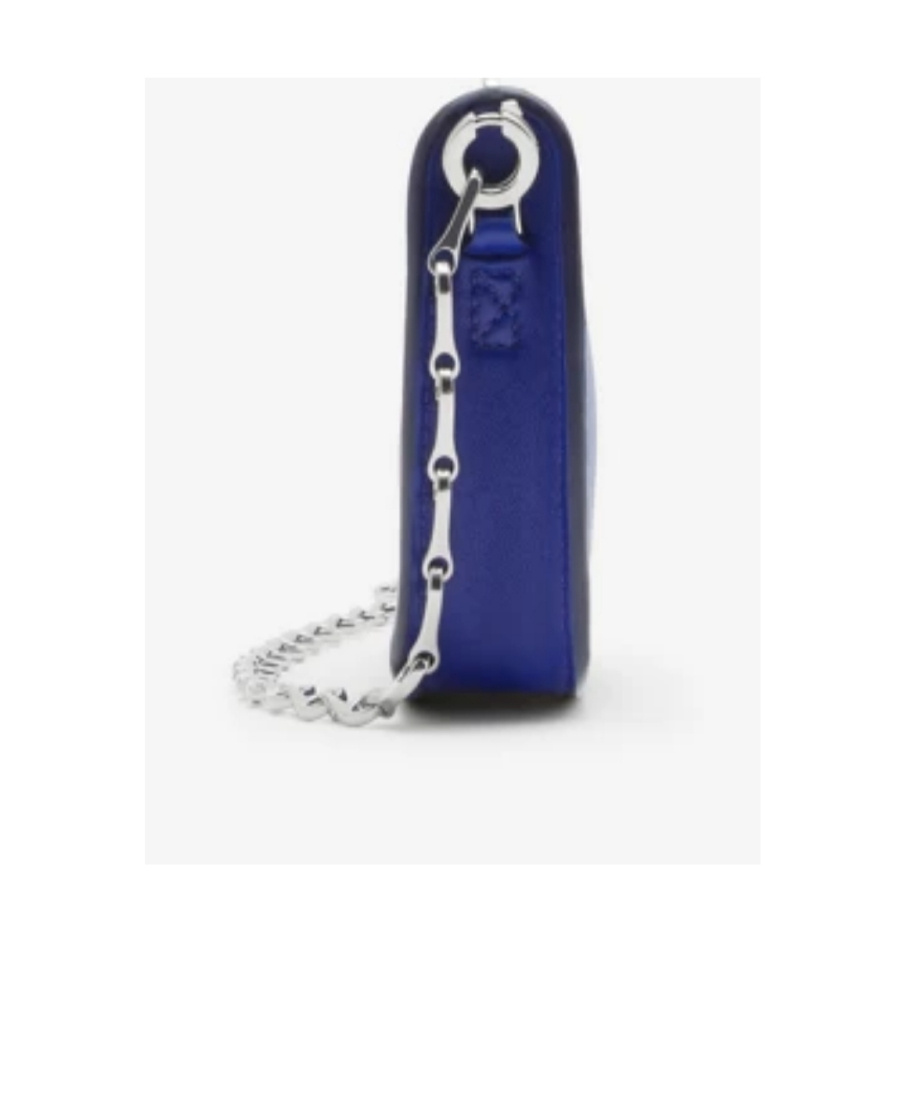 Burberry Leather Micro Shield Sling Bag With Chain Shoulder Strap In Blue