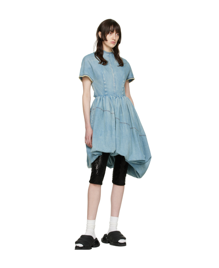 We11 Done Blue Denim Mini Dress In Blue