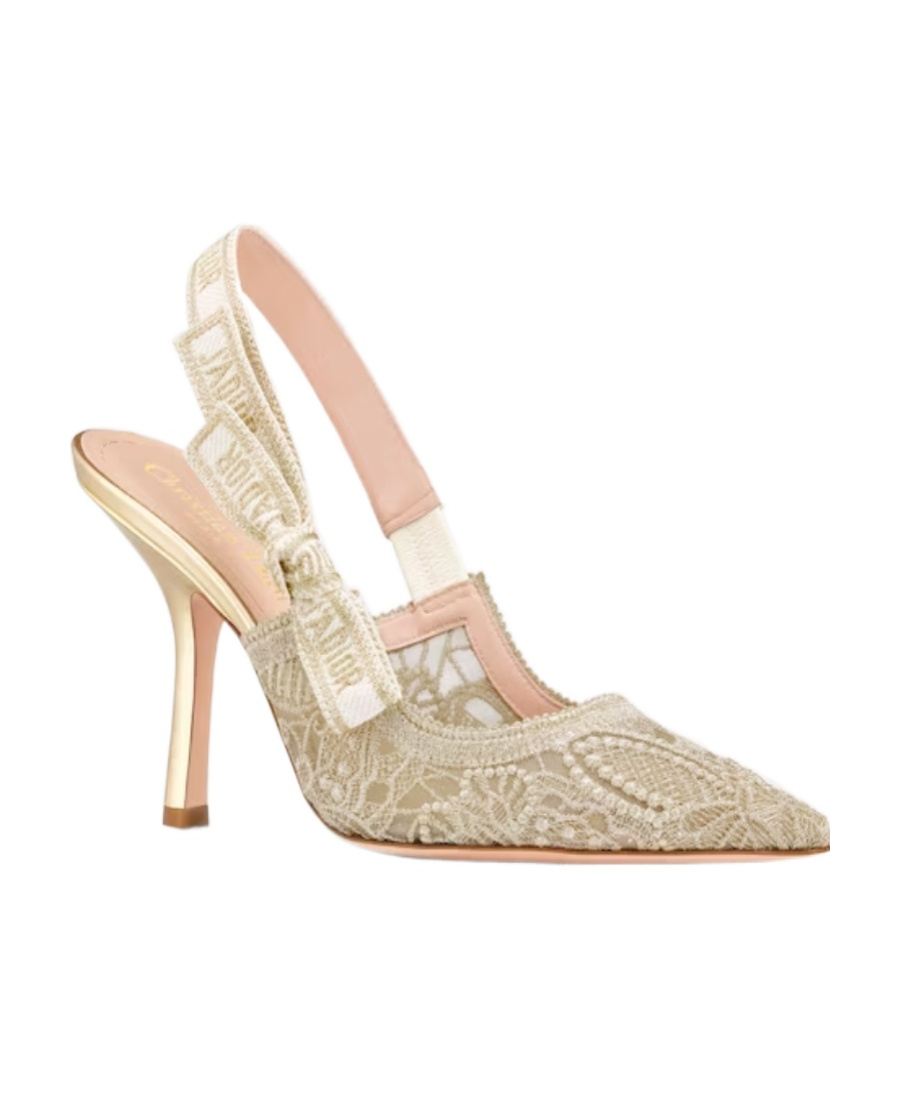 Dior Logo High-heeled Sandals In Nude