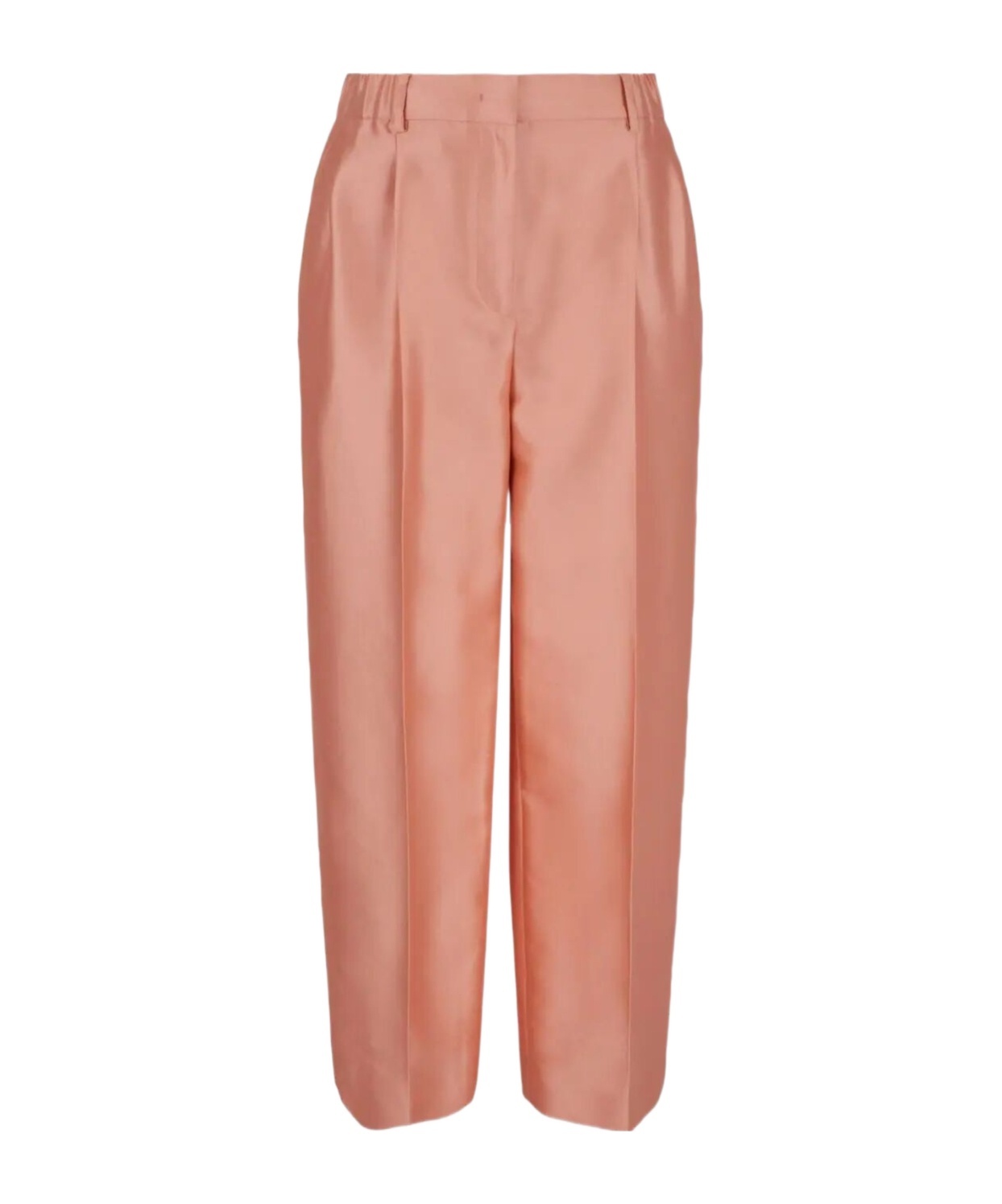 Giorgio Armani High-waisted Cropped Silk Trousers In Pink