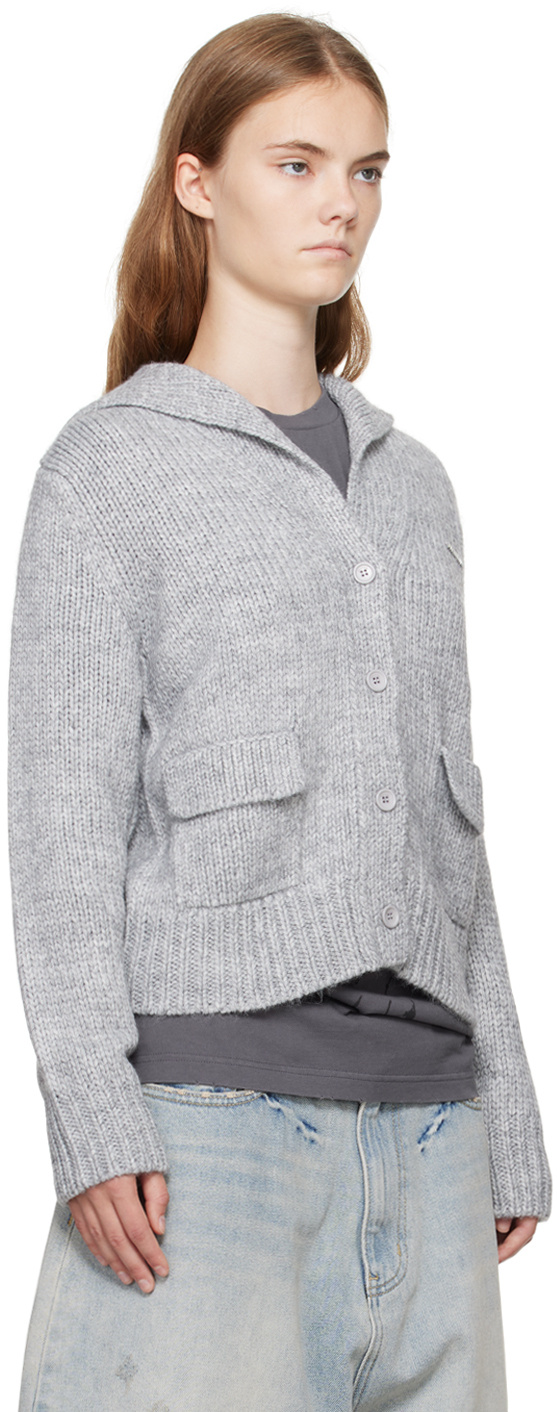 We11 Done Single-breasted Long-sleeved Sweater In Gray