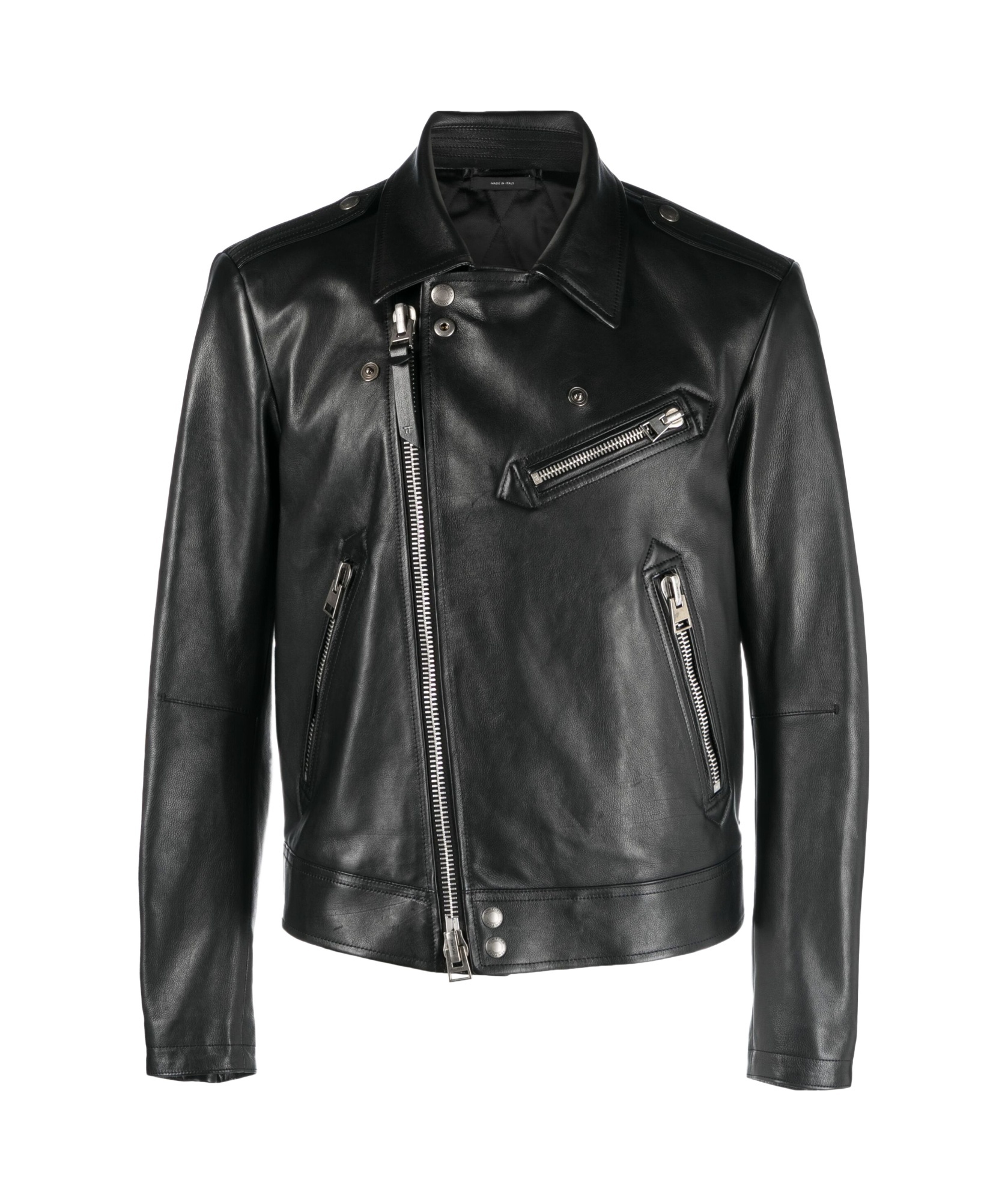 Shop Tom Ford Long-sleeved Leather Jacket In Black