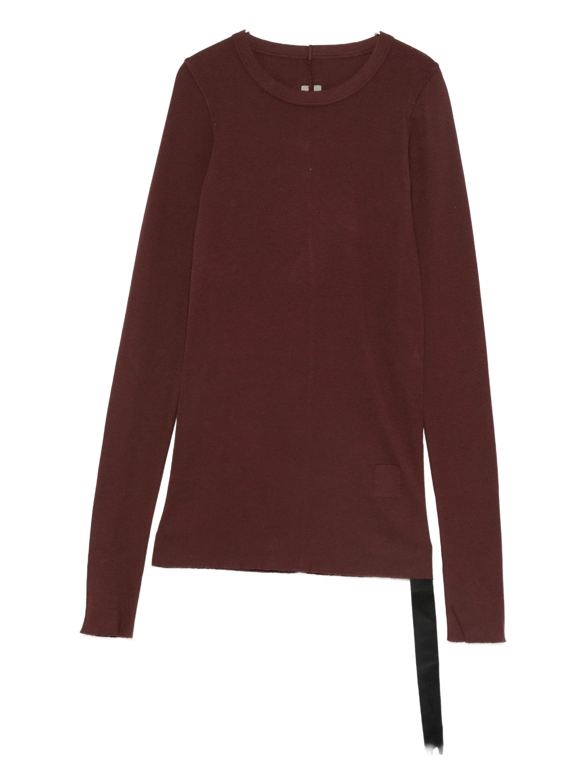Rick Owens Drkshdw Asymmetric Hem Long Sleeve Ribbed Top In Red