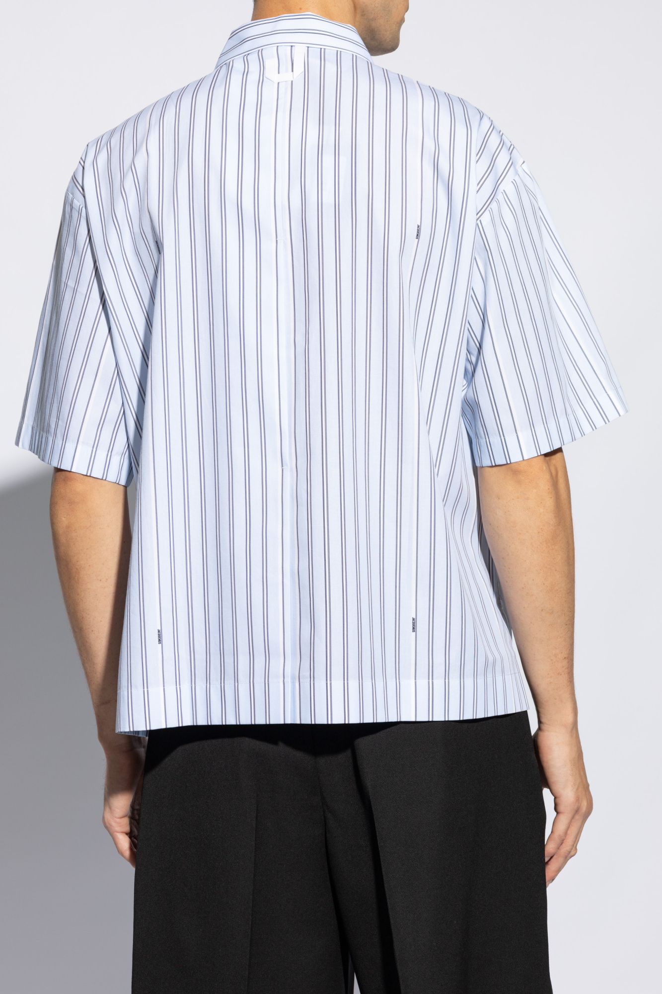 Jacquemus Drop Shoulder Striped Poplin Shirt In White