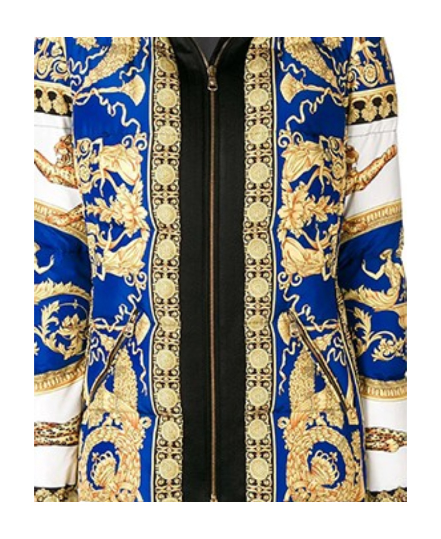 Versace Printed Zipper Casual Jacket In Nude