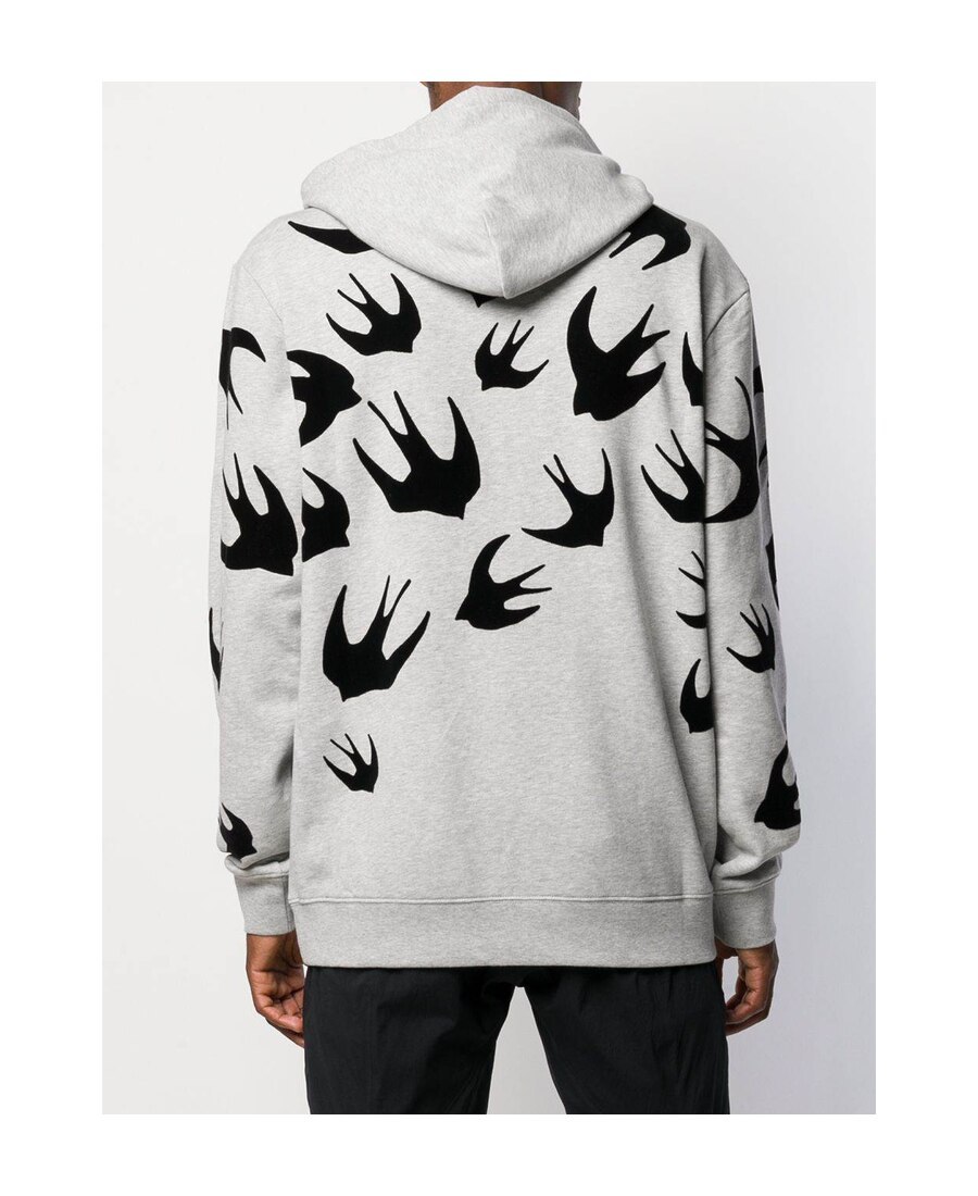Mcq By Alexander Mcqueen Flock Swallow Hoodie In Gray