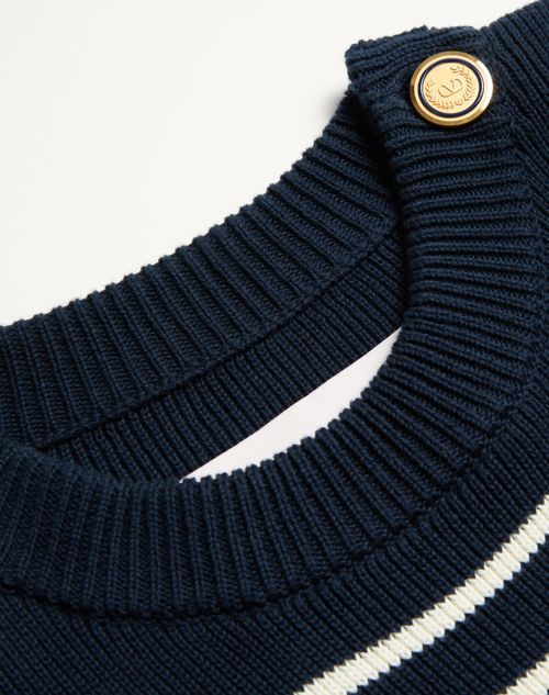 Valentino Maglione In Cotone Ricamato Uomo In Black
