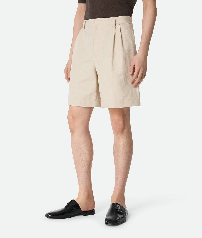 Bottega Veneta Shorts Aus Baumwolltwill Und Leinen In Neutral
