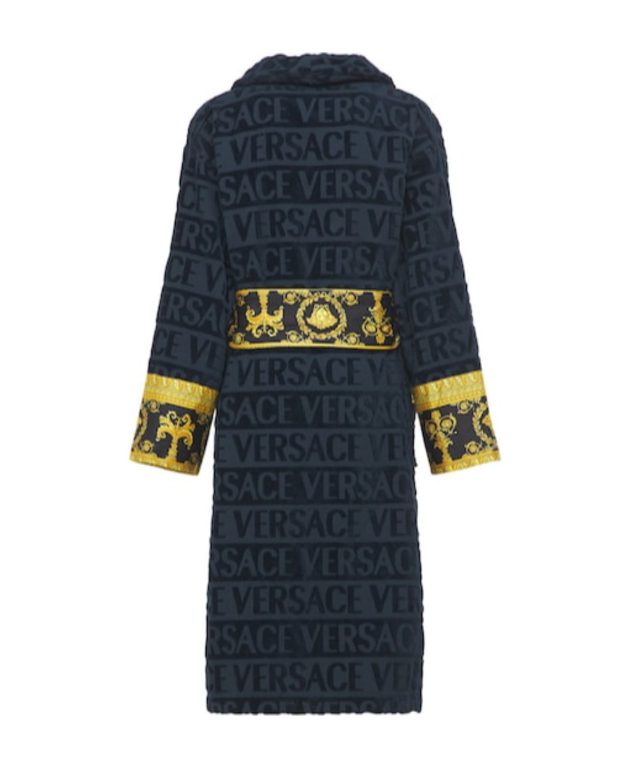 Versace Logo Bathrobe In Blue
