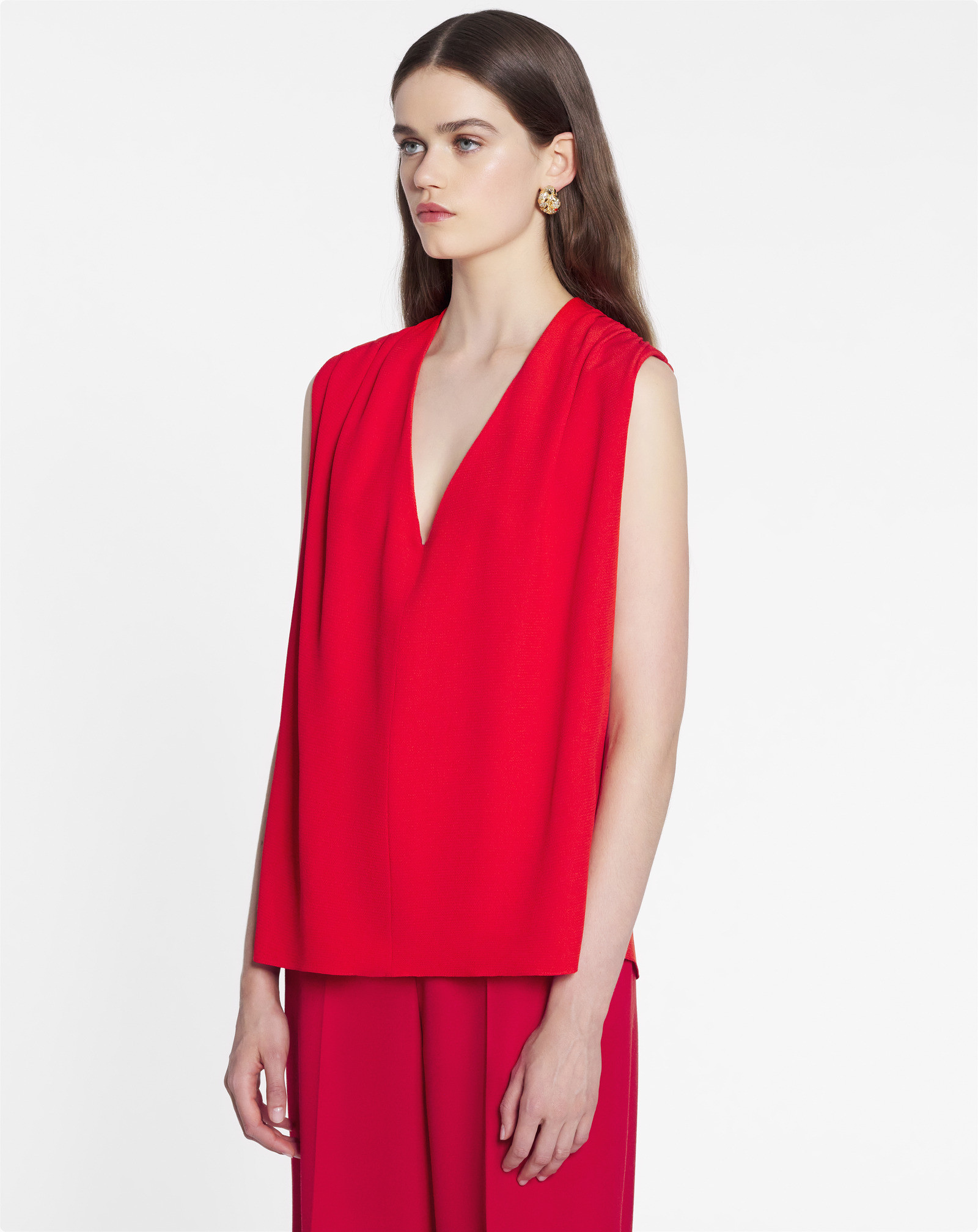 Lanvin V-neck Sleeveless Top In Red