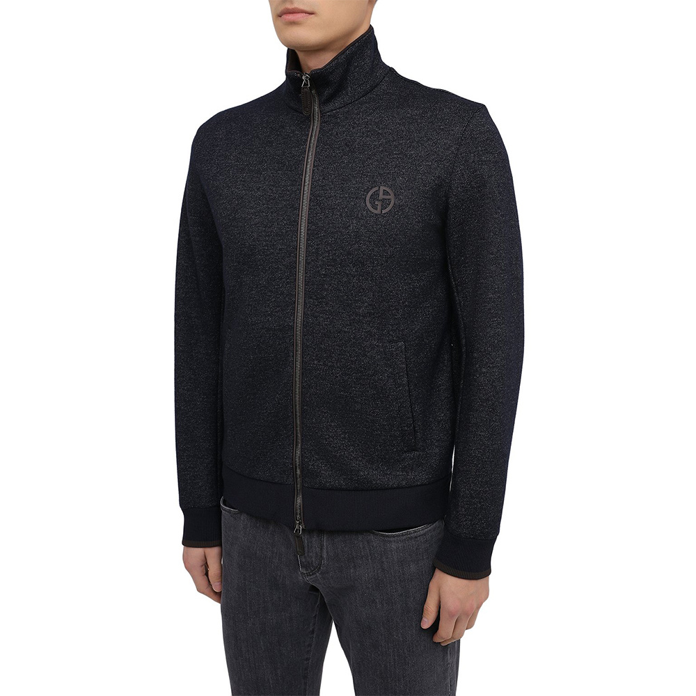 Giorgio Armani Vertical Collar Cardigan In Black