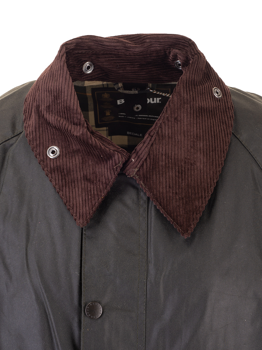 Shop Barbour Bedale Corduroy-collar Wax Jacket In Black