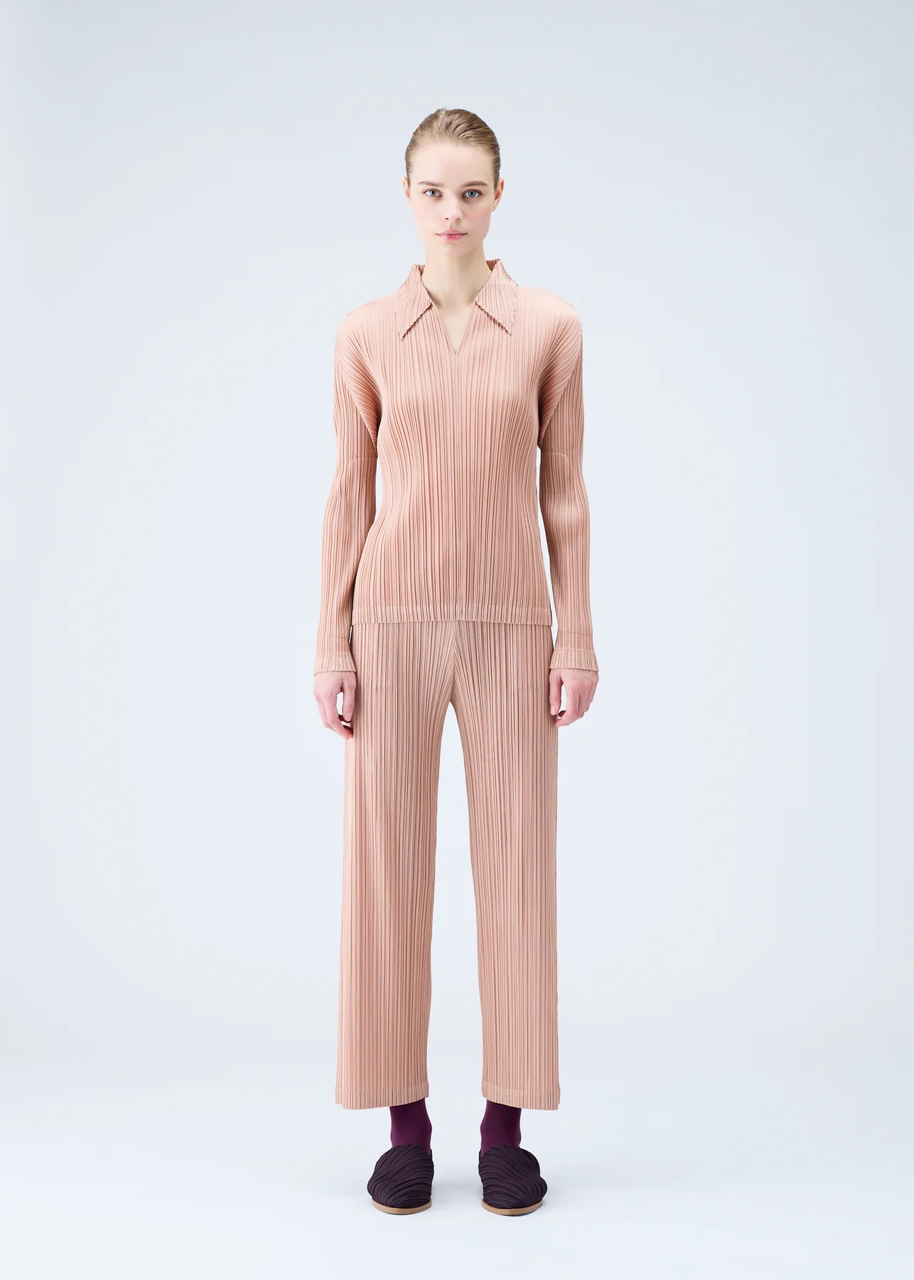Issey Miyake Monthly Colours October Pleated Trousers In Nude