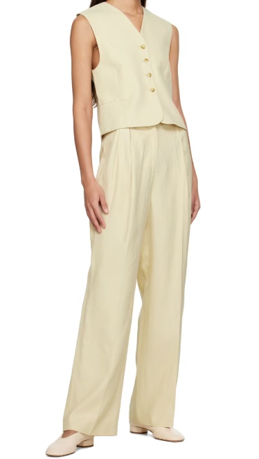 Loulou Studio Short-sleeved V-neck Vest In Neutral