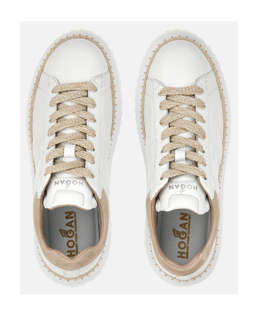 Hogan Leather H-stripes Platform Sneakers In White