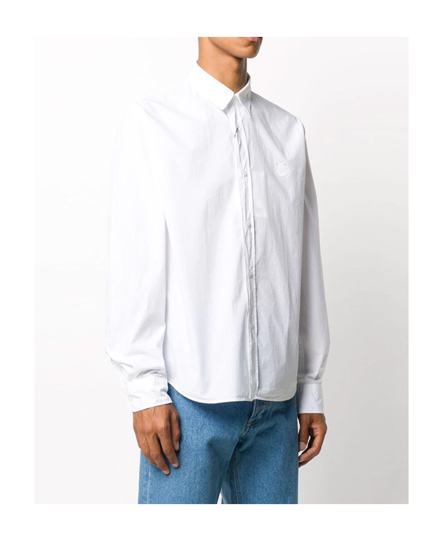 Kenzo Logo Long-sleeved Shirt In White