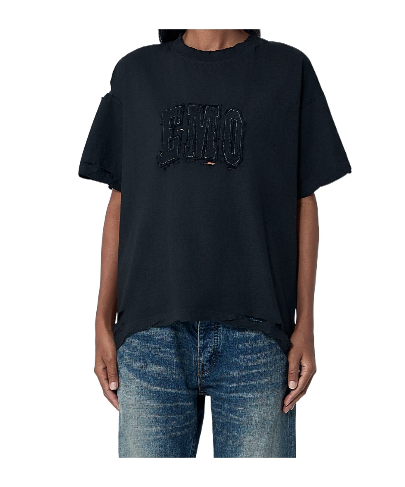 Balenciaga Women Logo Motif T-shirt In Blue