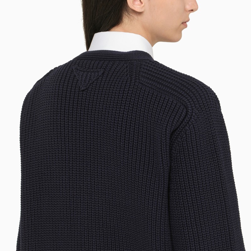 Prada Blended Knitted Cardigan In Blue