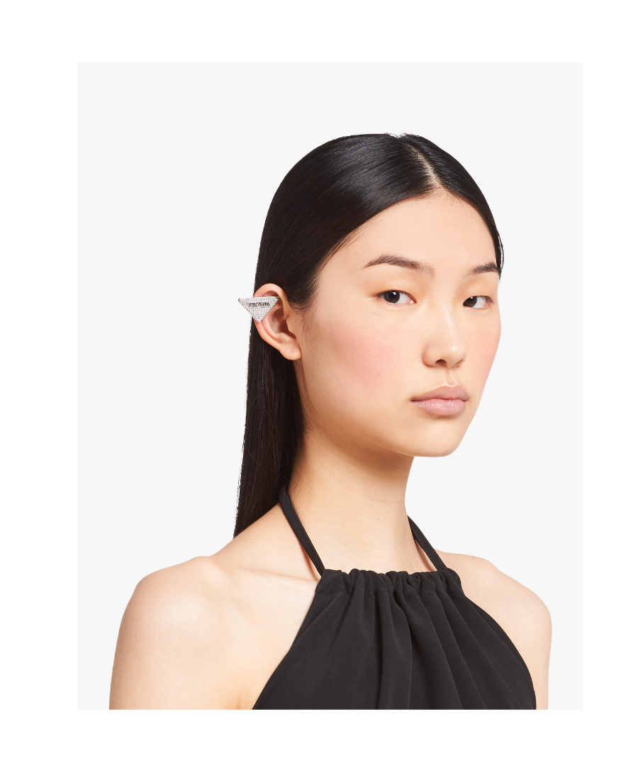 PRADA CRYSTAL LOGO JEWELS LEFT EARRING