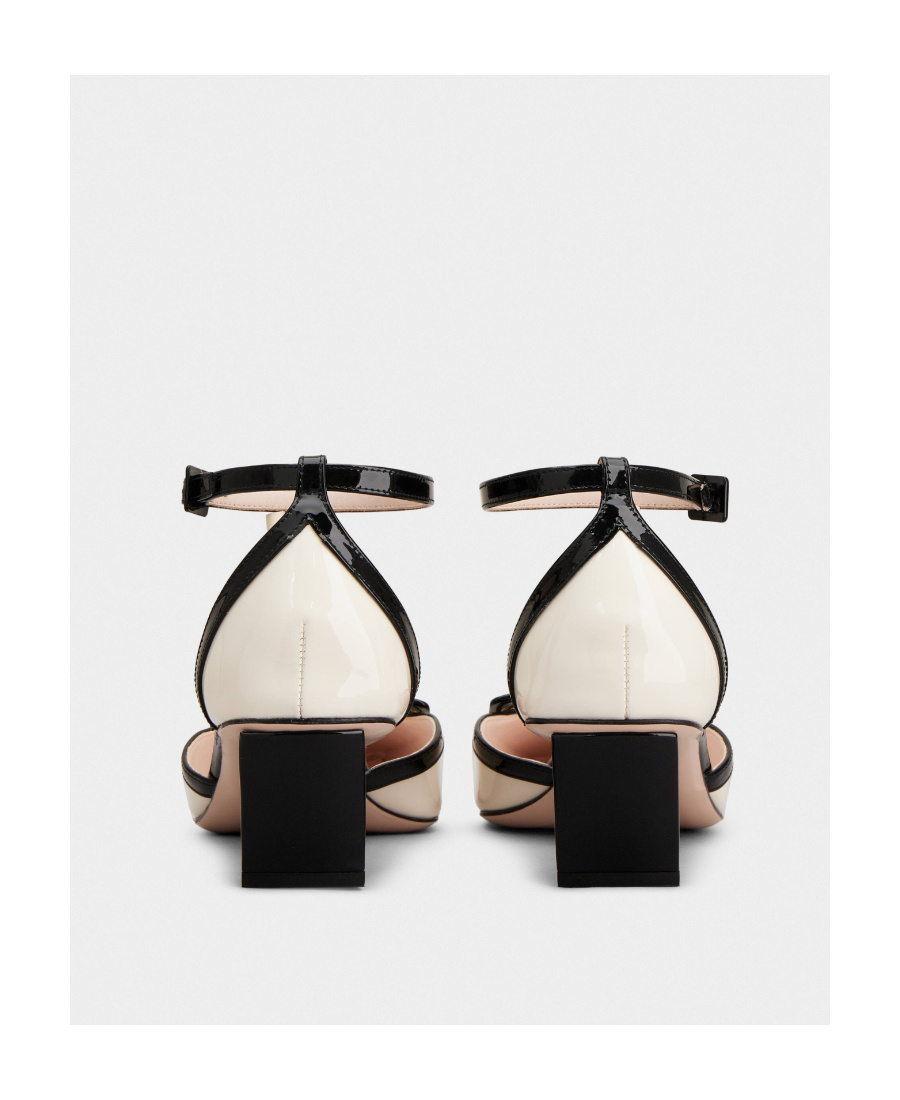 ROGER VIVIER BELLE VIVIER ANKLE STRAP LACQUERED BUCKLE PUMPS IN PATENT LEATHER 