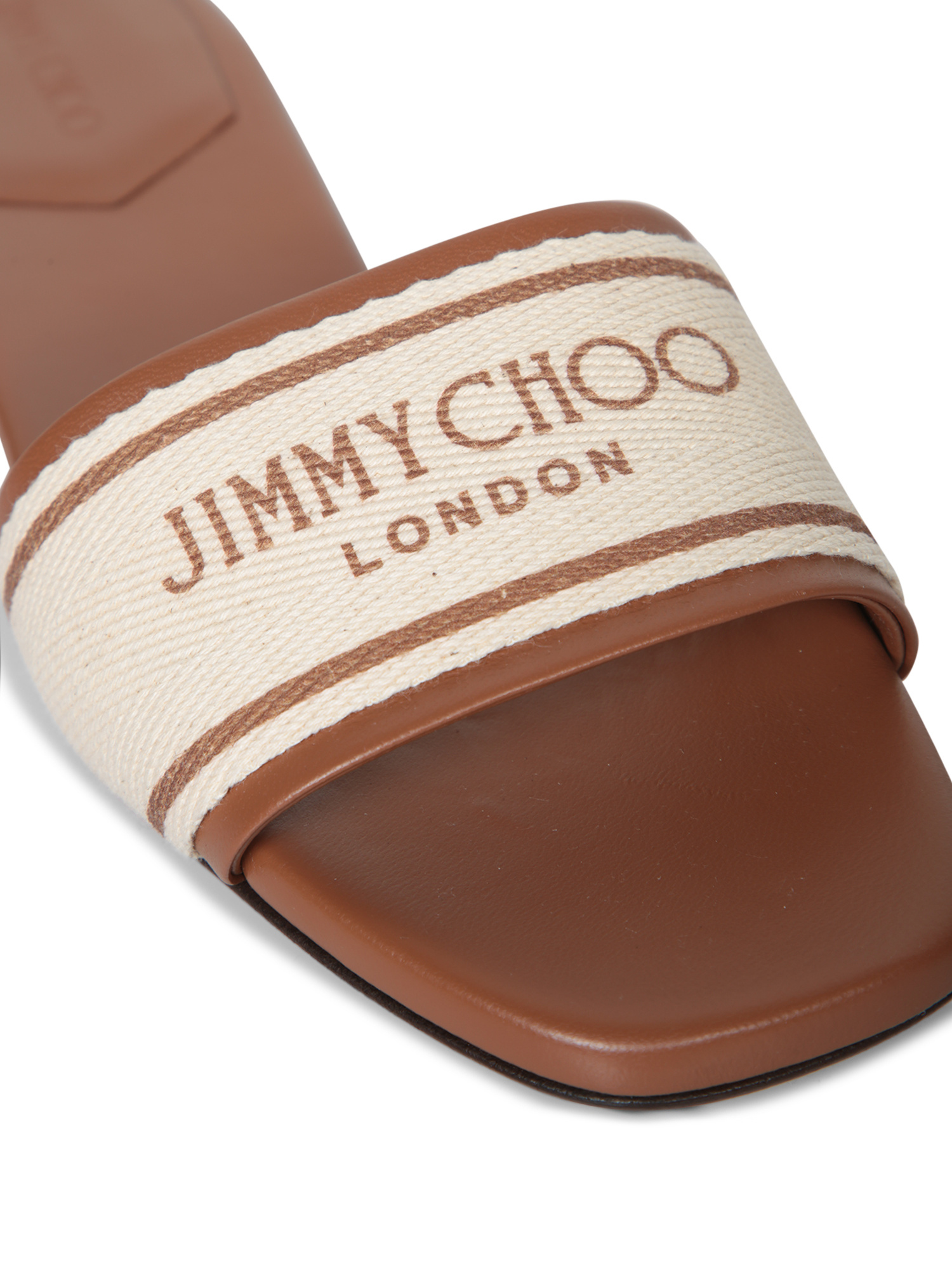 Jimmy Choo Joa Leather Flat Sandals With Round Toe In Animal Print