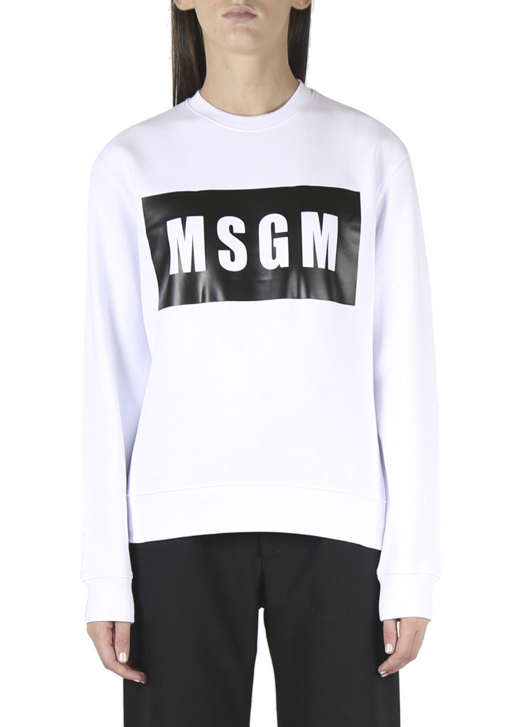 Msgm Printed French Cotton-terry Sweatshirt In White