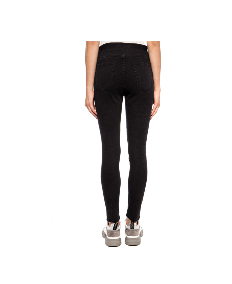 Msgm Black Logo Cotton Jeans In Black