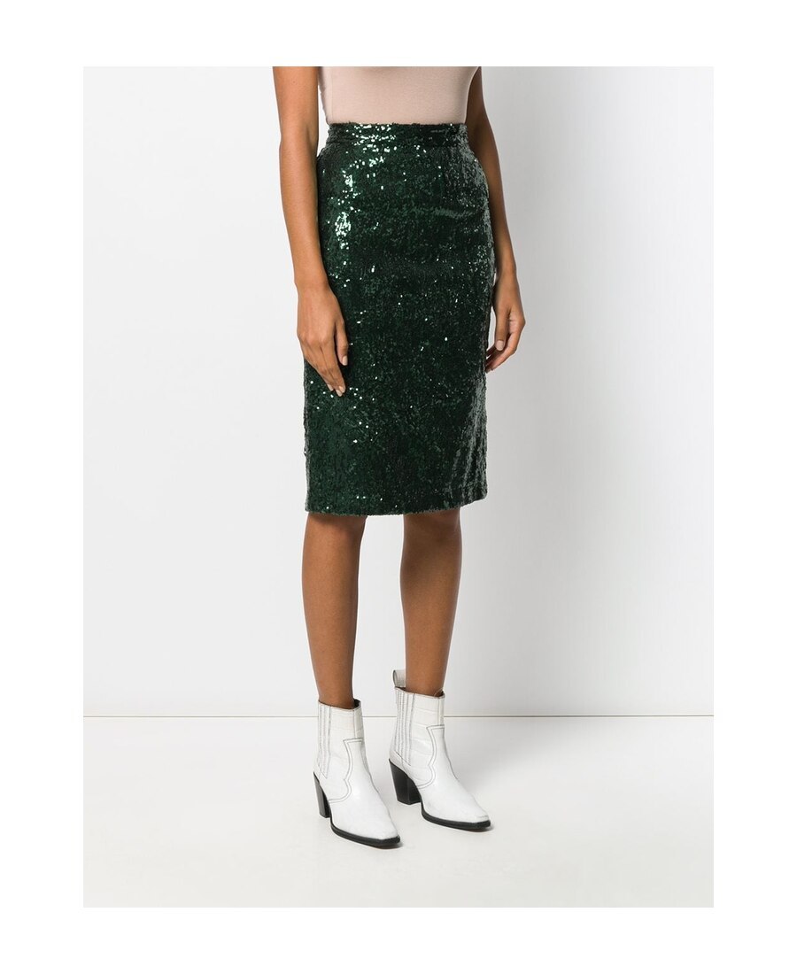 N°21 Sequined Pencil Skirt In Black
