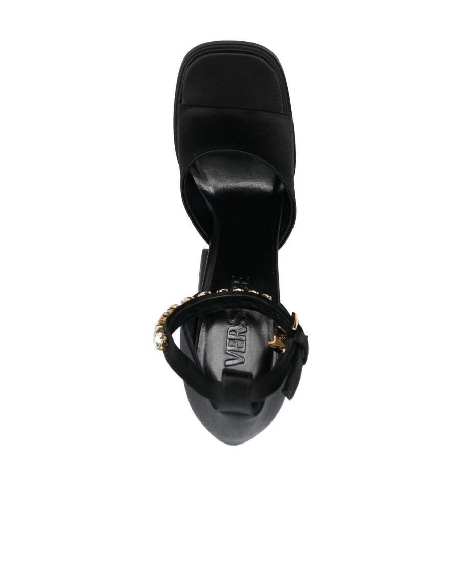 Versace Aevitas 140 Medusa Crystal-embellished Platform Sandals In Black