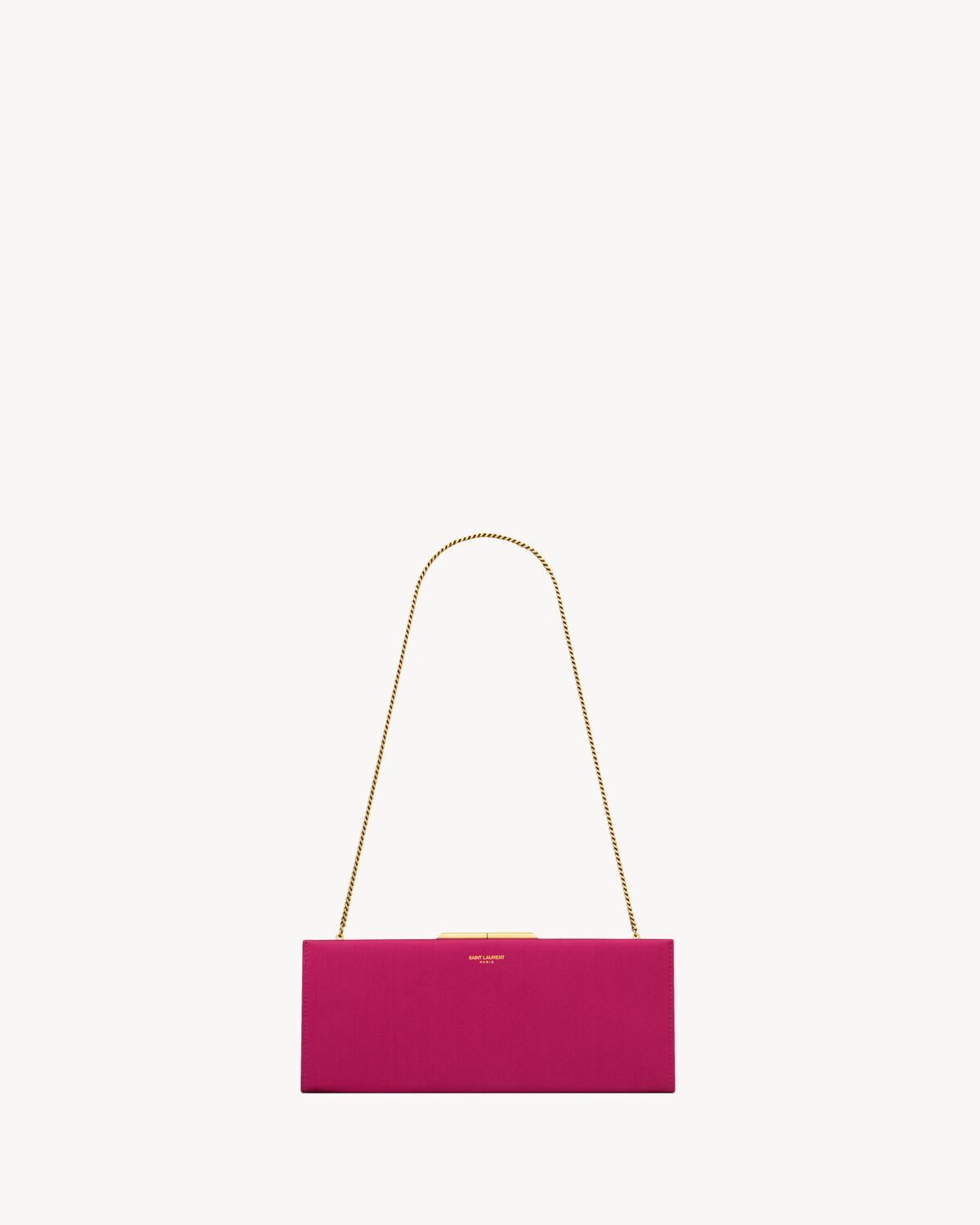 Saint Laurent Midnight Small Clutch In Satin In Purple