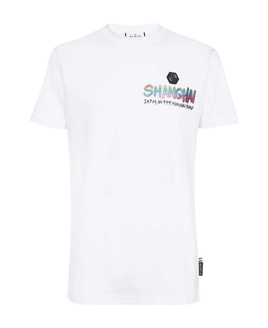 Philipp Plein T-shirt With Round Neck And Short Sleeves In White