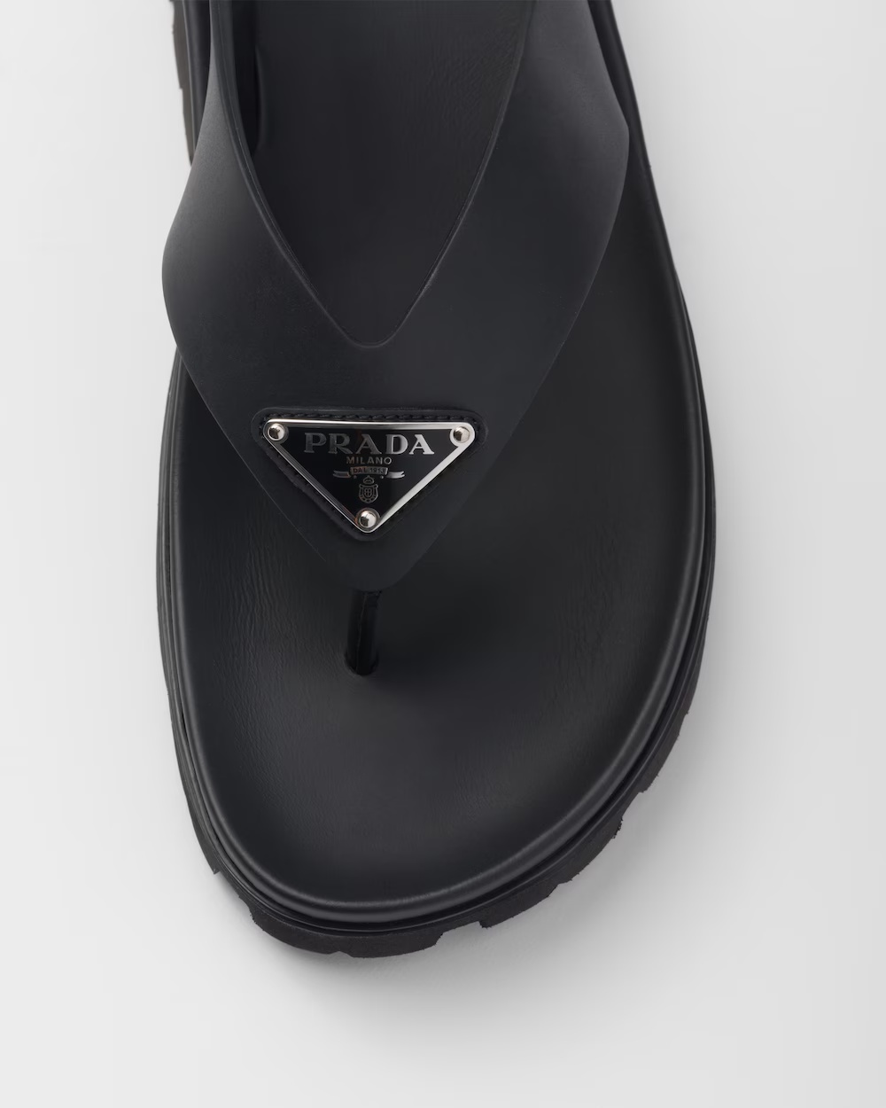 Prada Black Sandals With Wide Strap And Durable Sole In Black