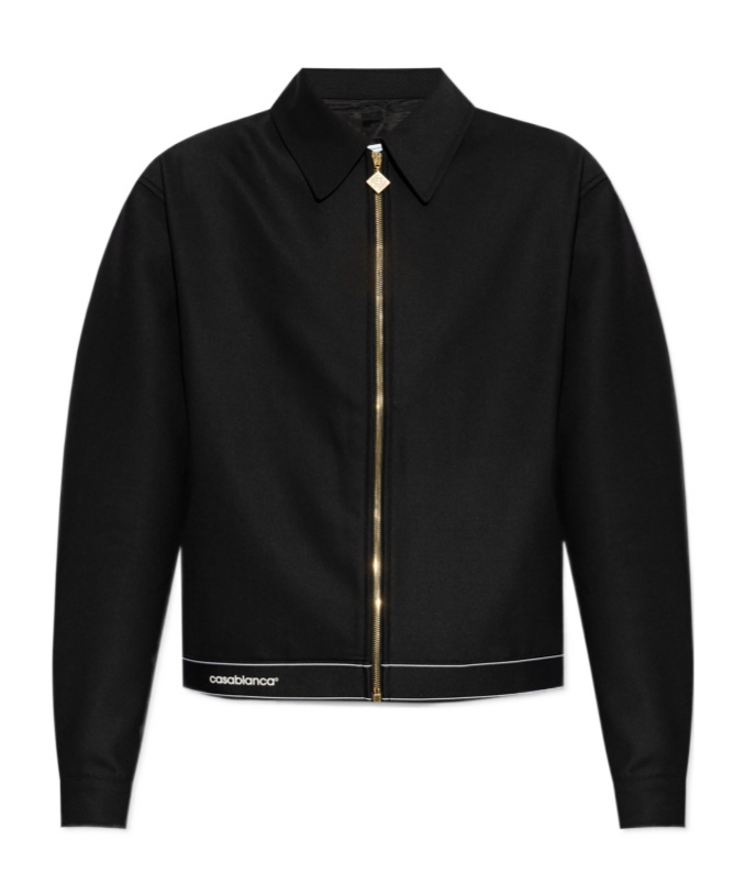 Casablanca Cropped Wool Jacket With Classic Collar In Black