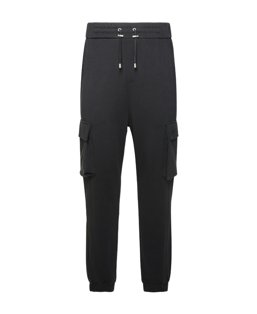 Balmain Printed Cargo Sweatpants Elastic Waist In Black