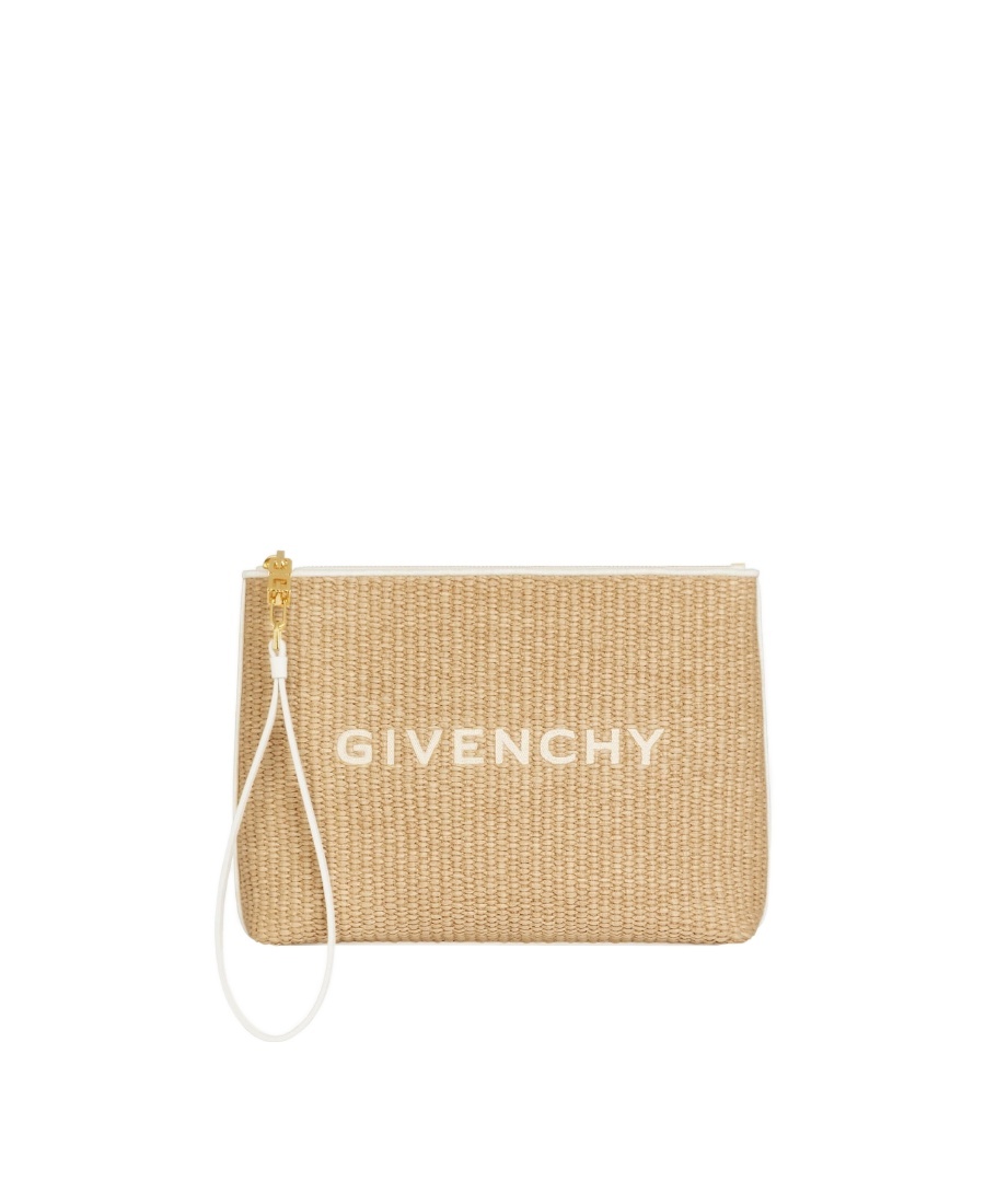 Shop Givenchy Travel Pouch In Raffia In Nude