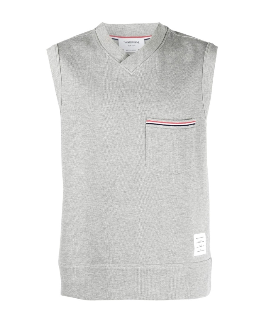 Thom Browne Rwb-stripe Cotton Vest In White