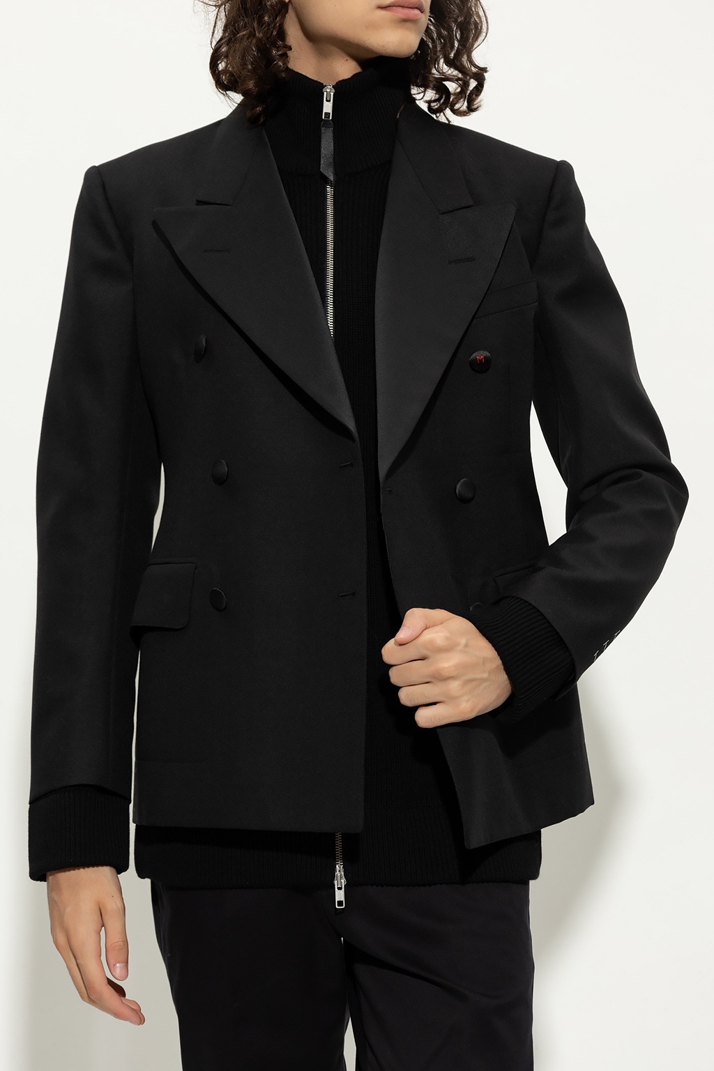 Maison Margiela Double-breasted Grain De Poudre Wool And Mohair-blend Blazer In Black