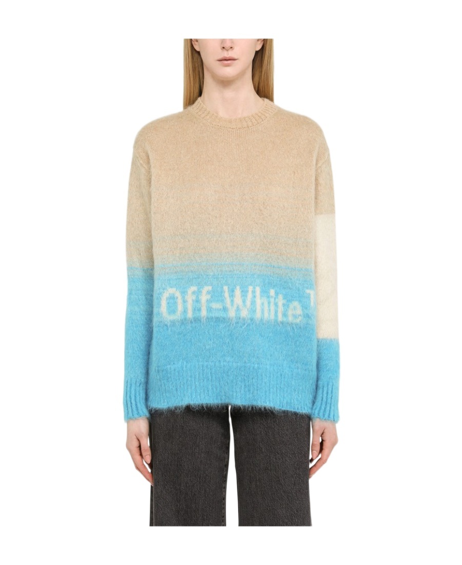 Off-white Mohair Blend Helvetica Degradè Pullover In Nude