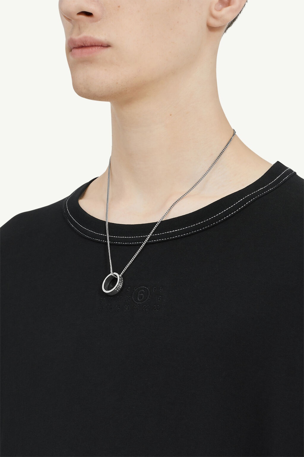Mm6 Maison Margiela Numeric Minimal Signature Polished-finish Necklace In White