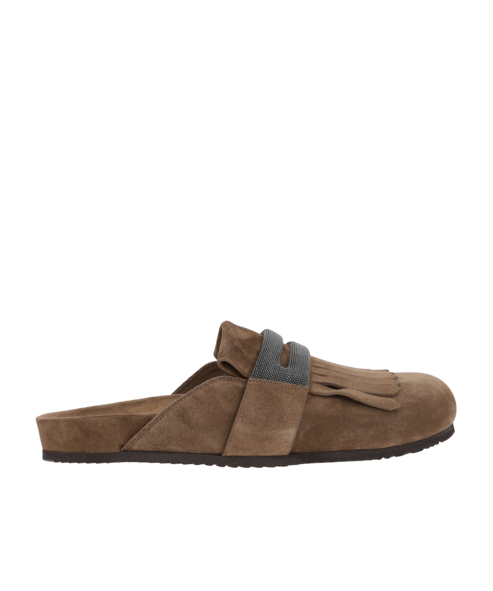 Brunello Cucinelli Suede Slipper In Green